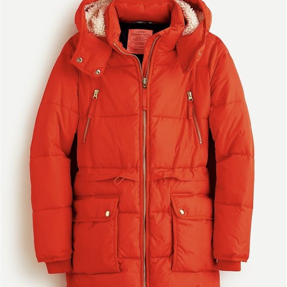 J.Crew Chateau Puffer Jacket with PrimaLoft® - Color Brilliant Sunset - Picture 1 of 8